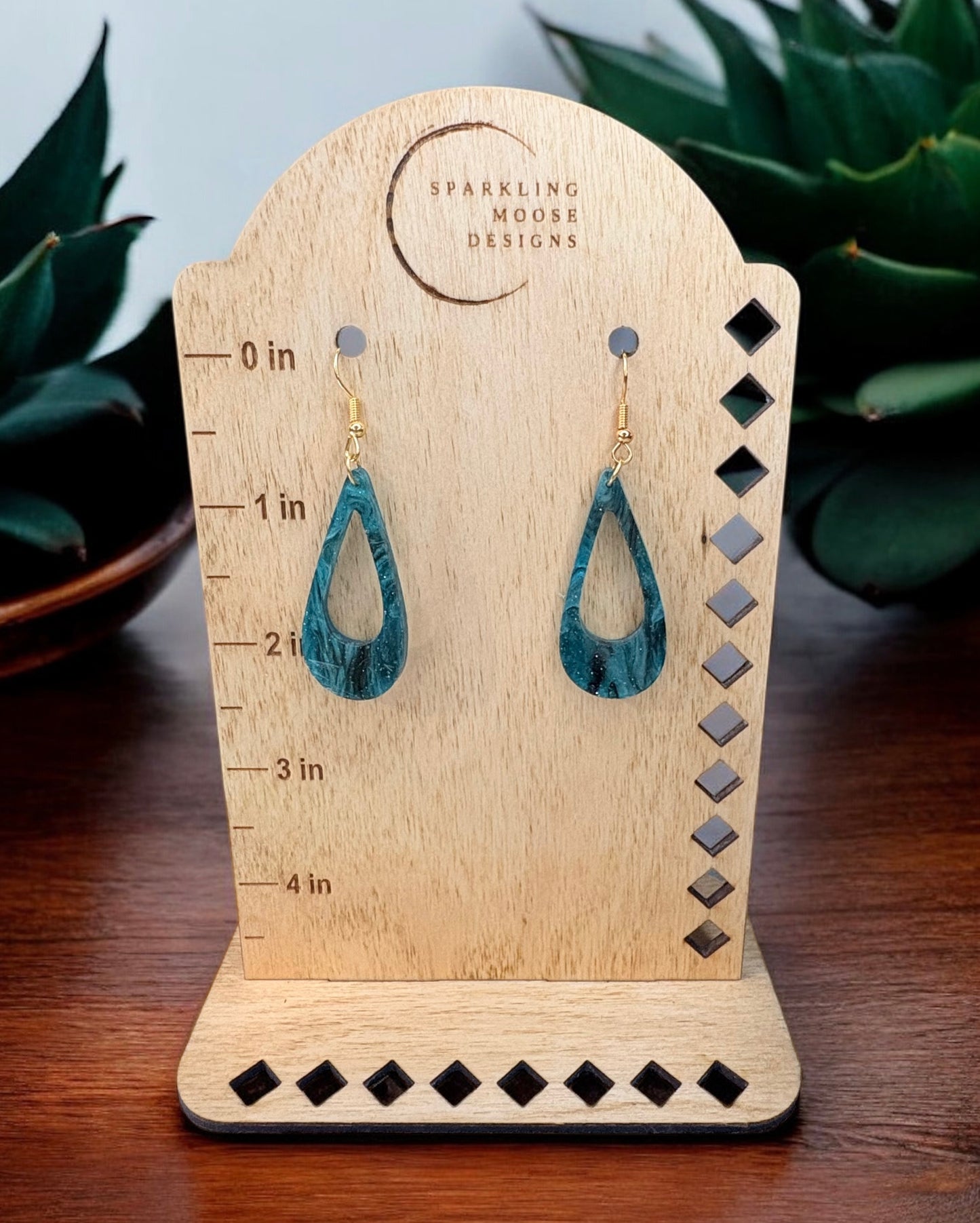 Green Acrylic Earrings
