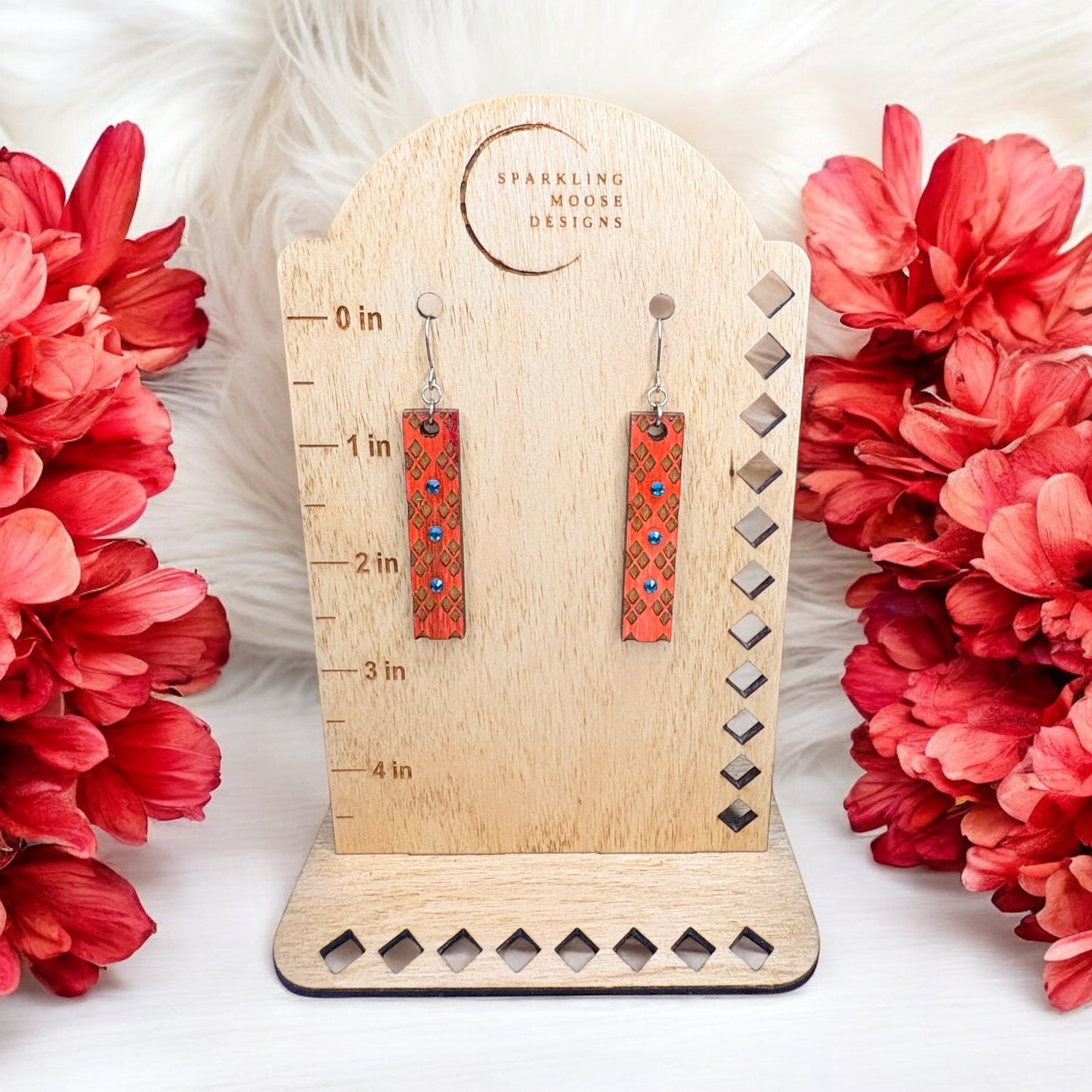 Coral Wood Earrings
