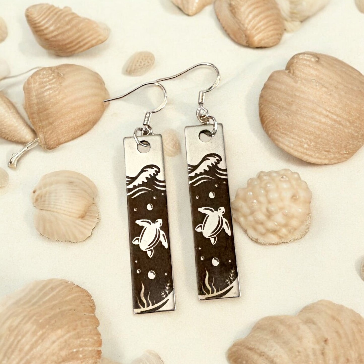 Sea Turtle Metal Earrings