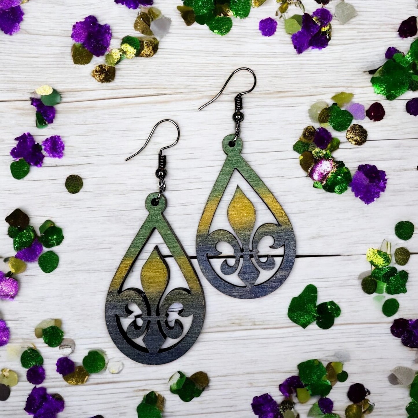 Fleur de Lis Wood Earrings