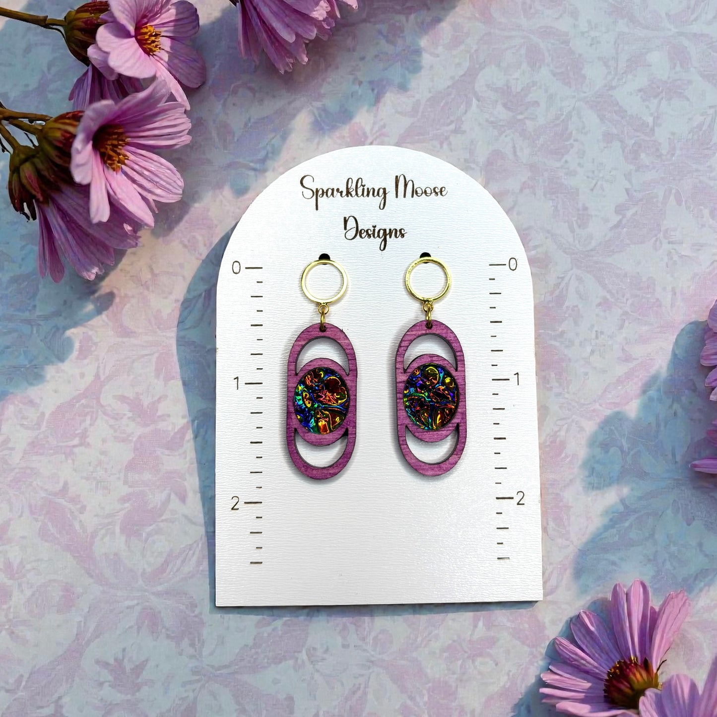 Dichrolam Acrylic Inlay Wood Earrings