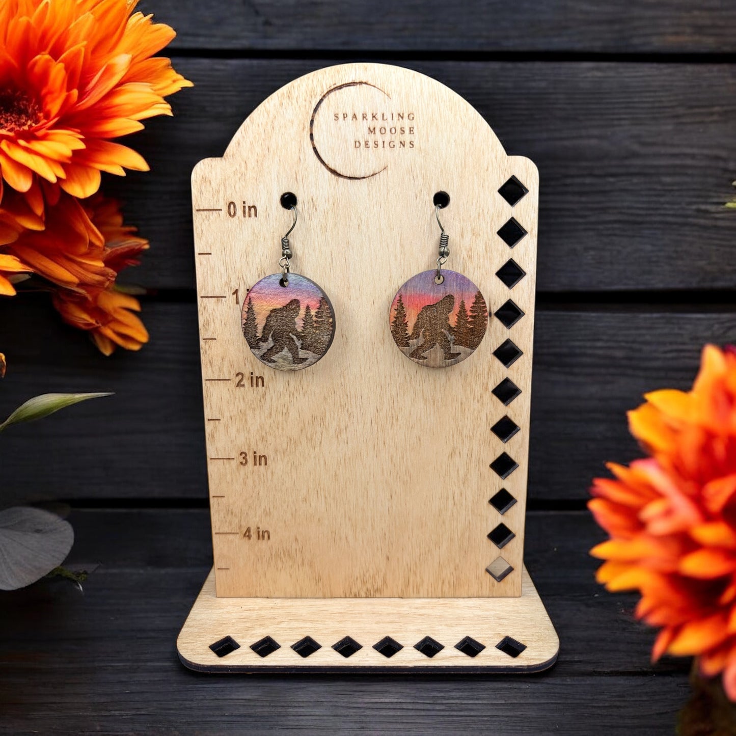 Bigfoot Wood Earrings