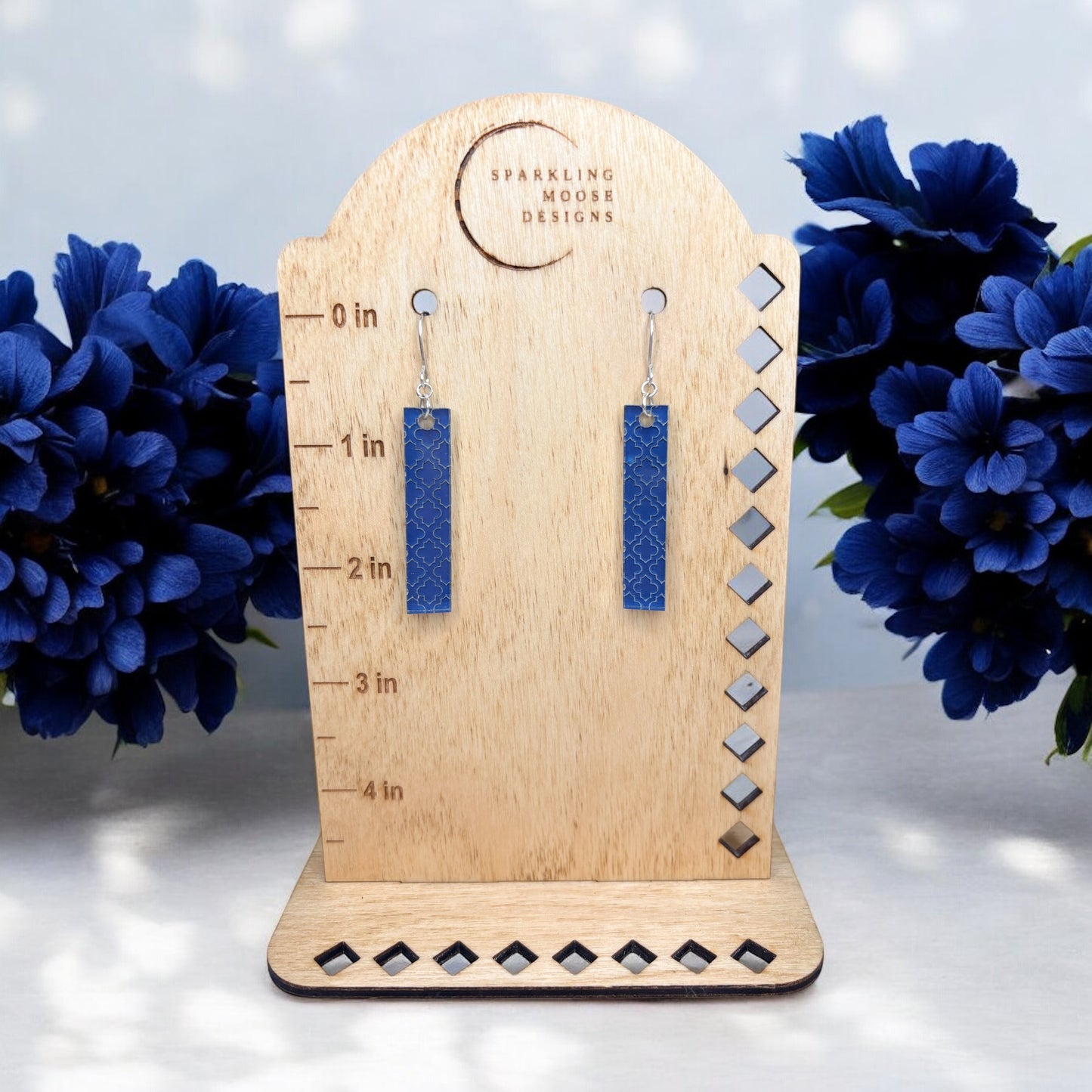 Navy Blue Bar Earrings