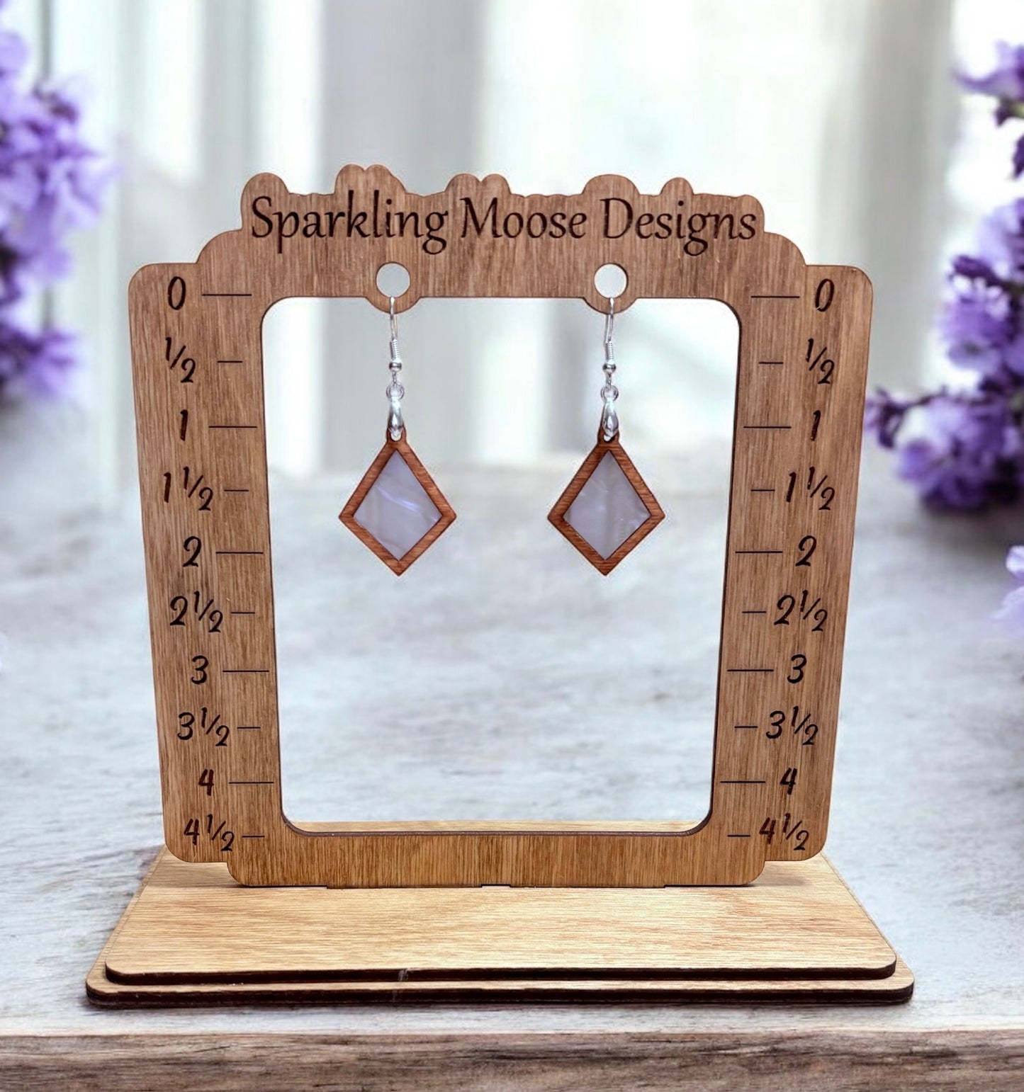 Wood w/ Lavender Inlay Earrings