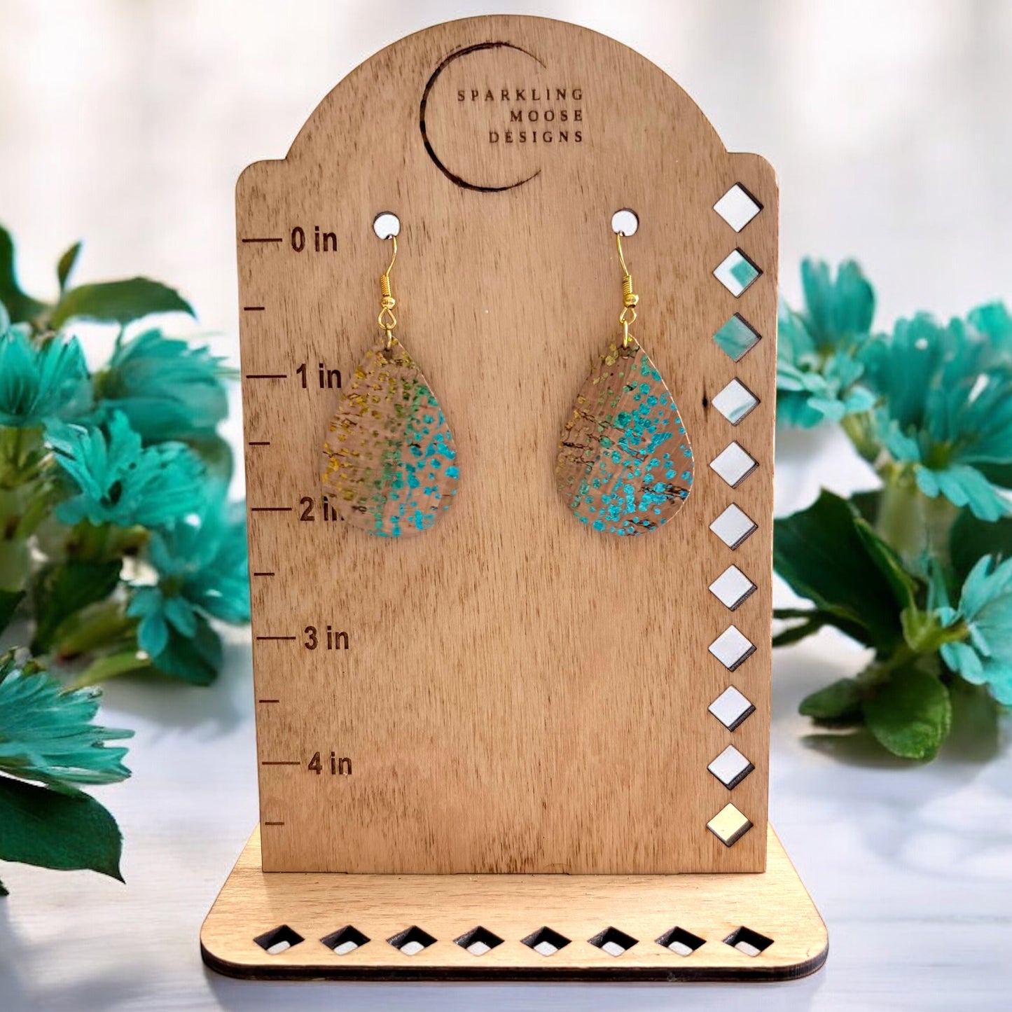 Color Speckle Cork Teardrop Earrings