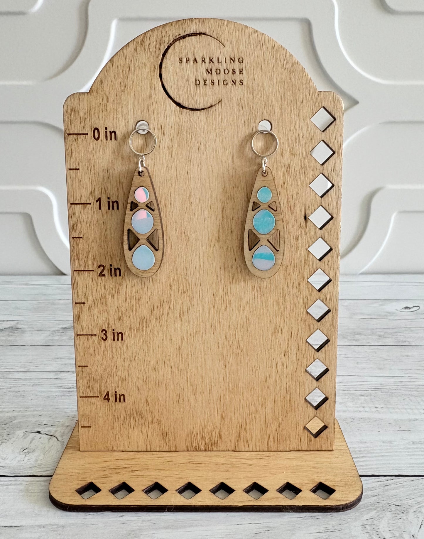 Wood w/ Holographic Acrylic Earrings