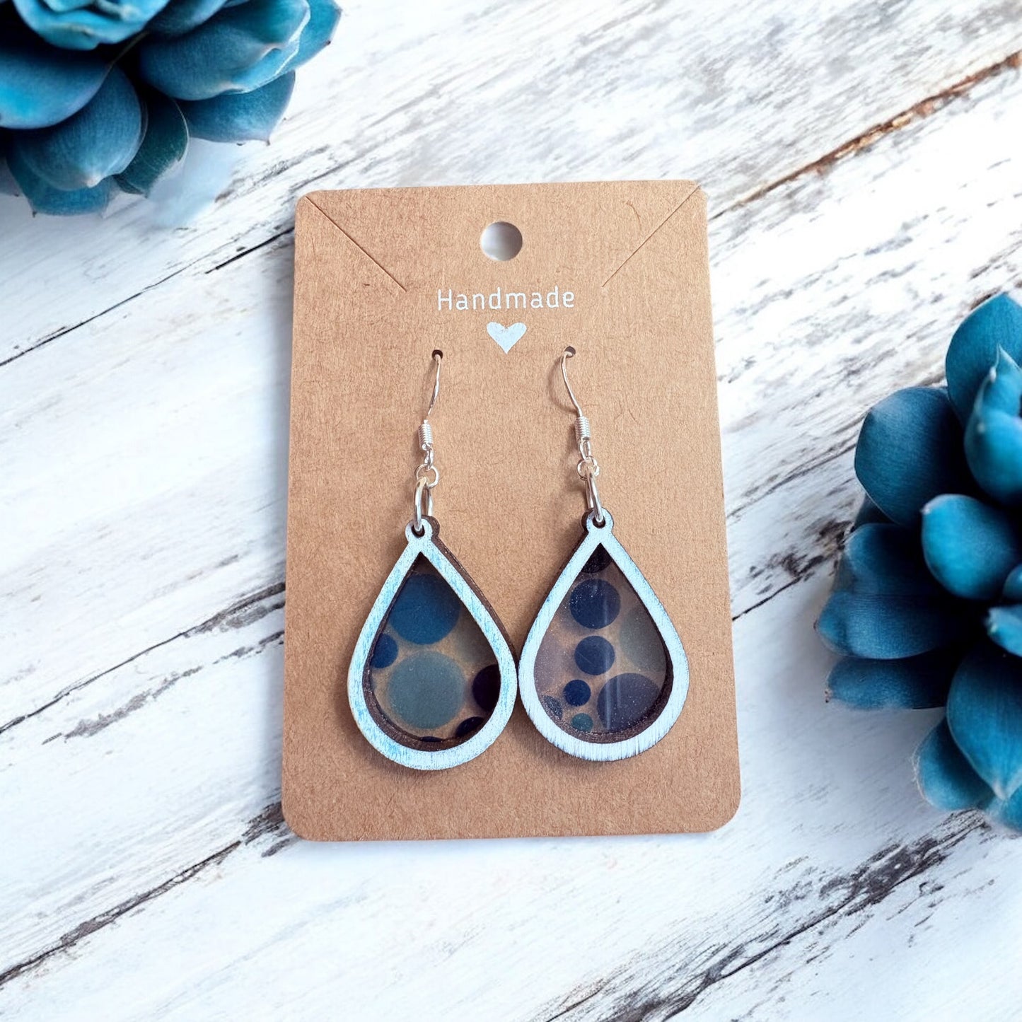 Shades of Blue Polka Dot Earrings