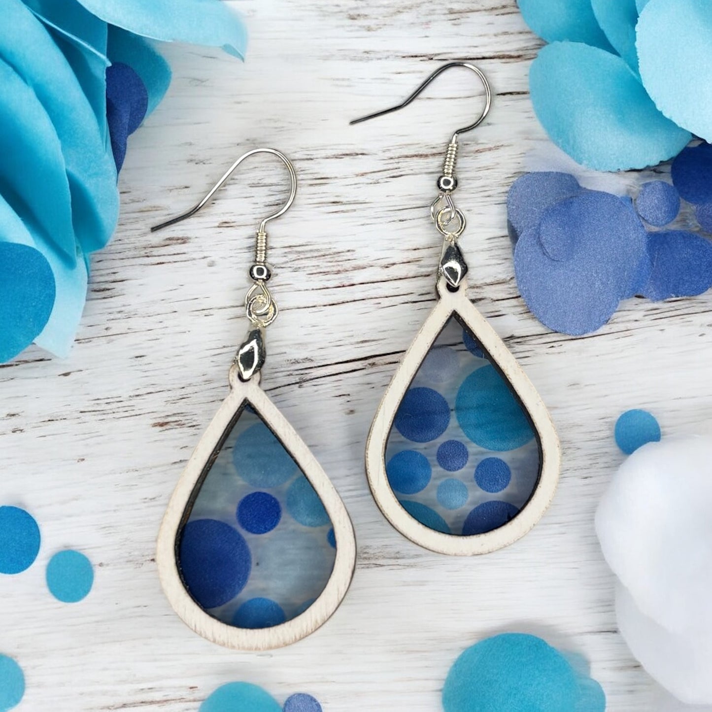 Shades of Blue Polka Dot Earrings