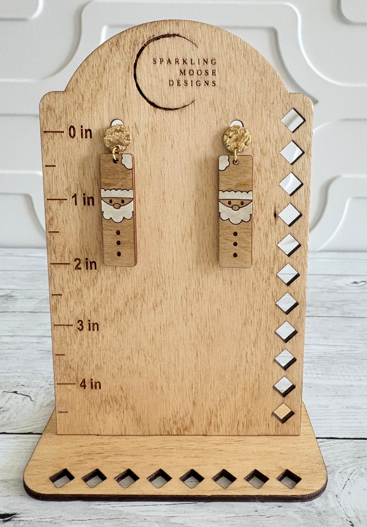Wood Santa Earrings