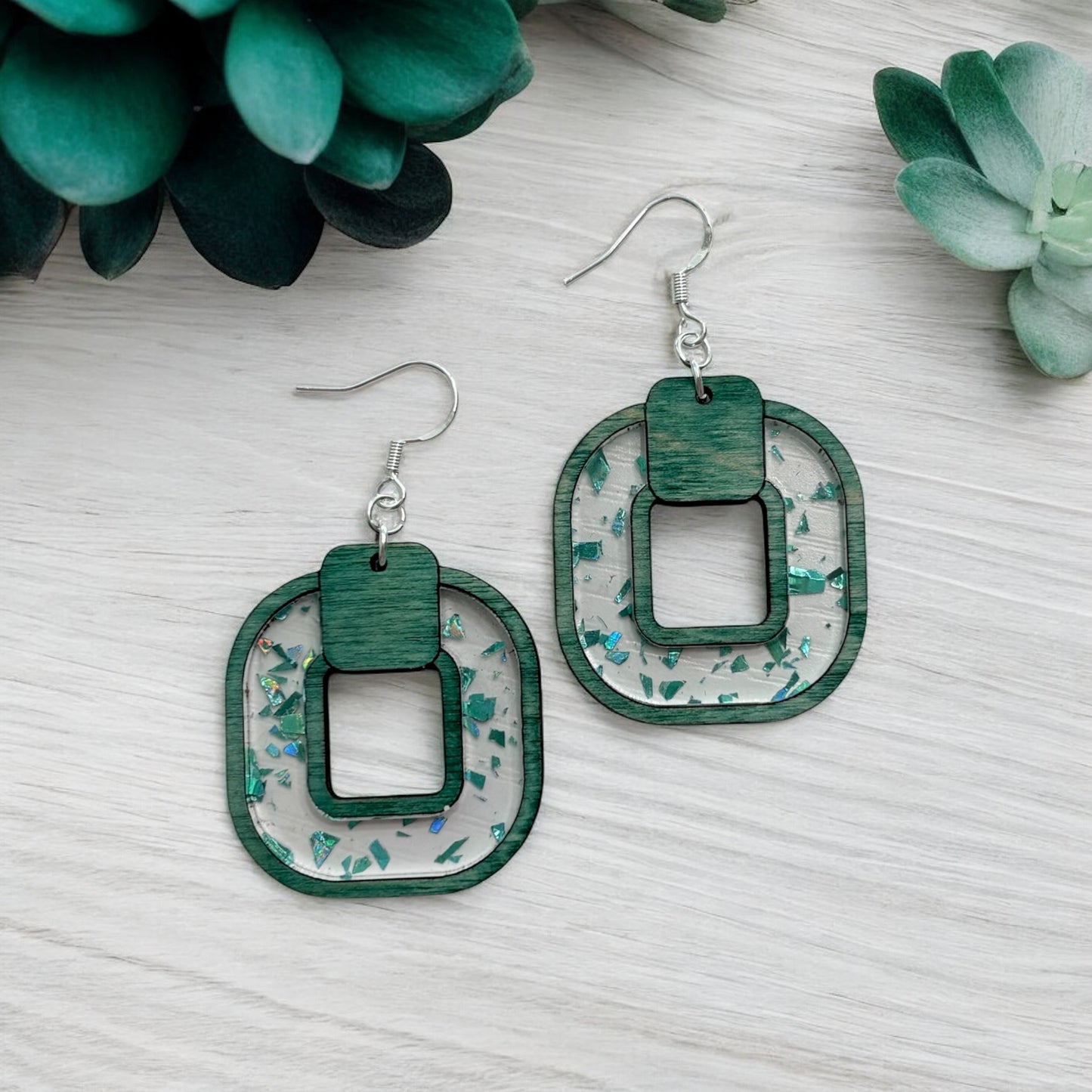 Wood w/ Acrylic Earrings