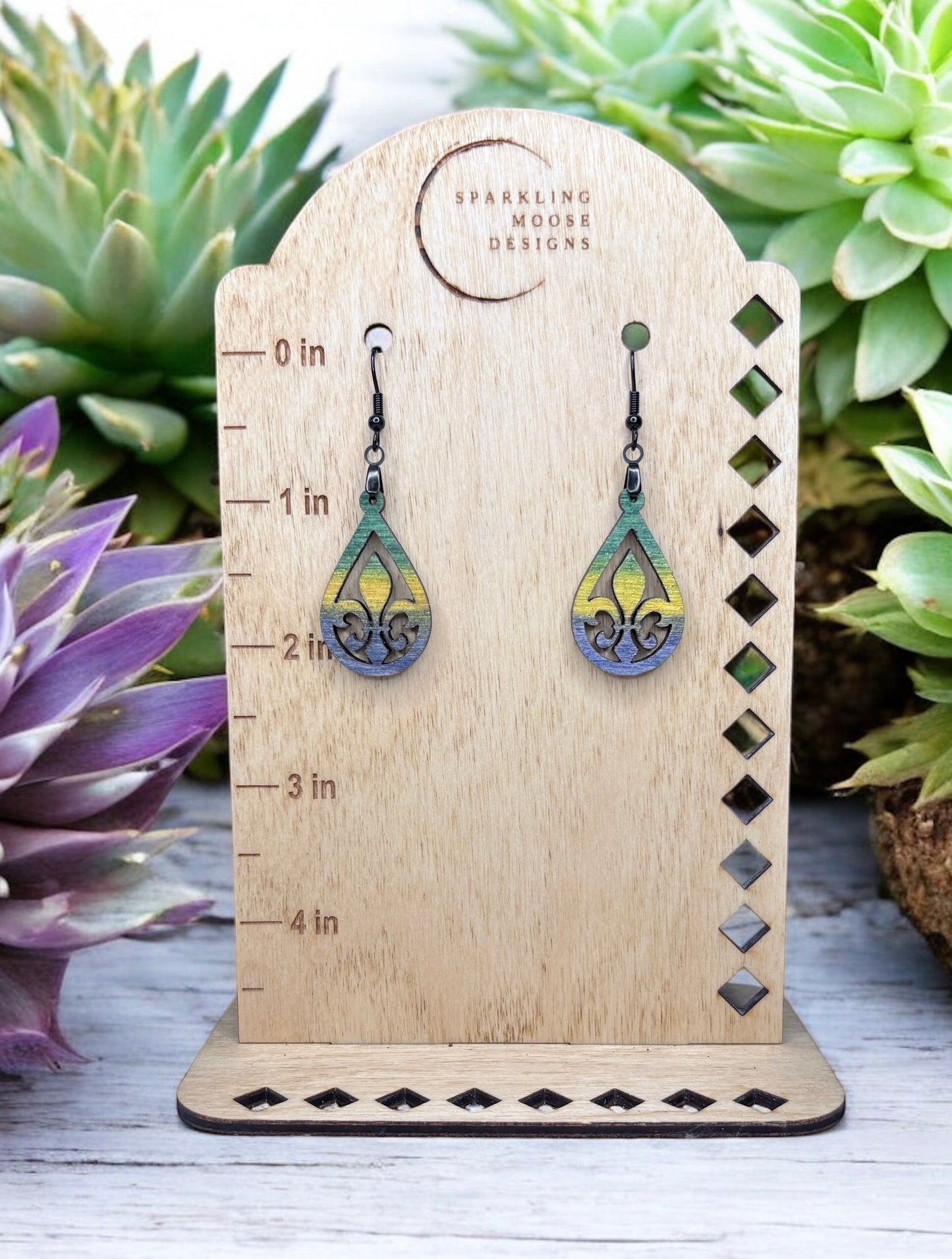 Fleur de Lis Wood Earrings