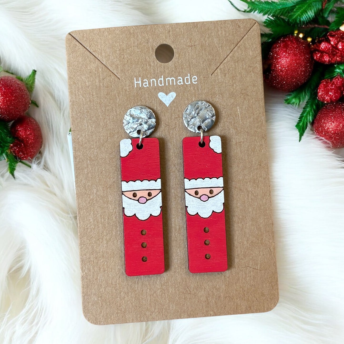 Santa Wood Earrings