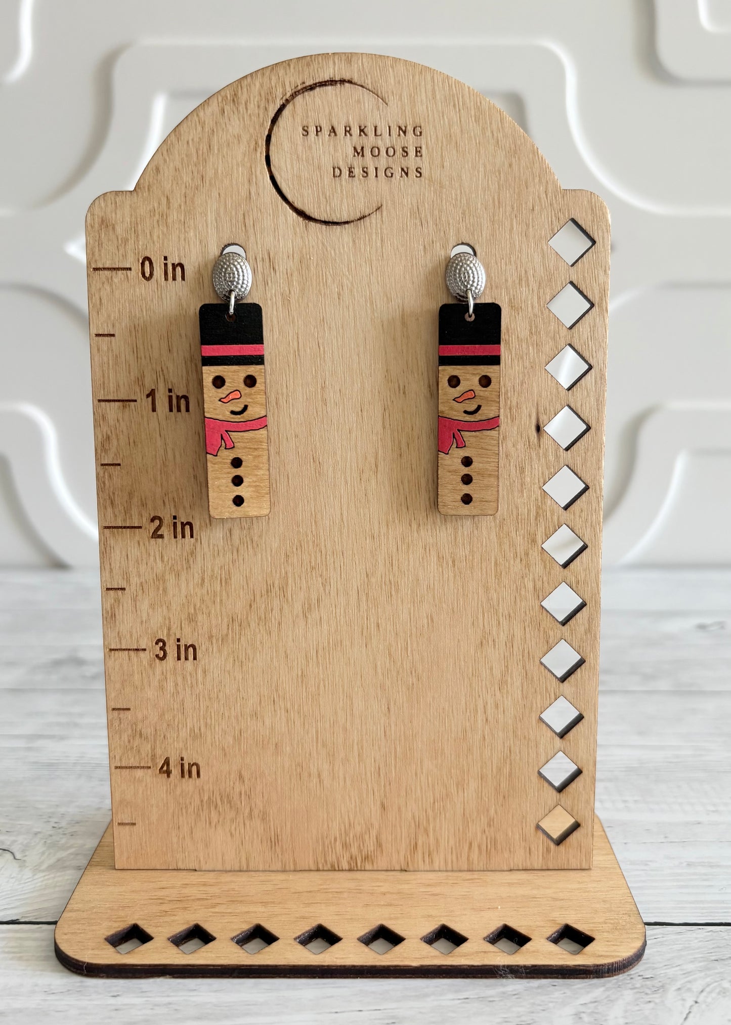 Vintage Inspired Snowman Wood Earrings