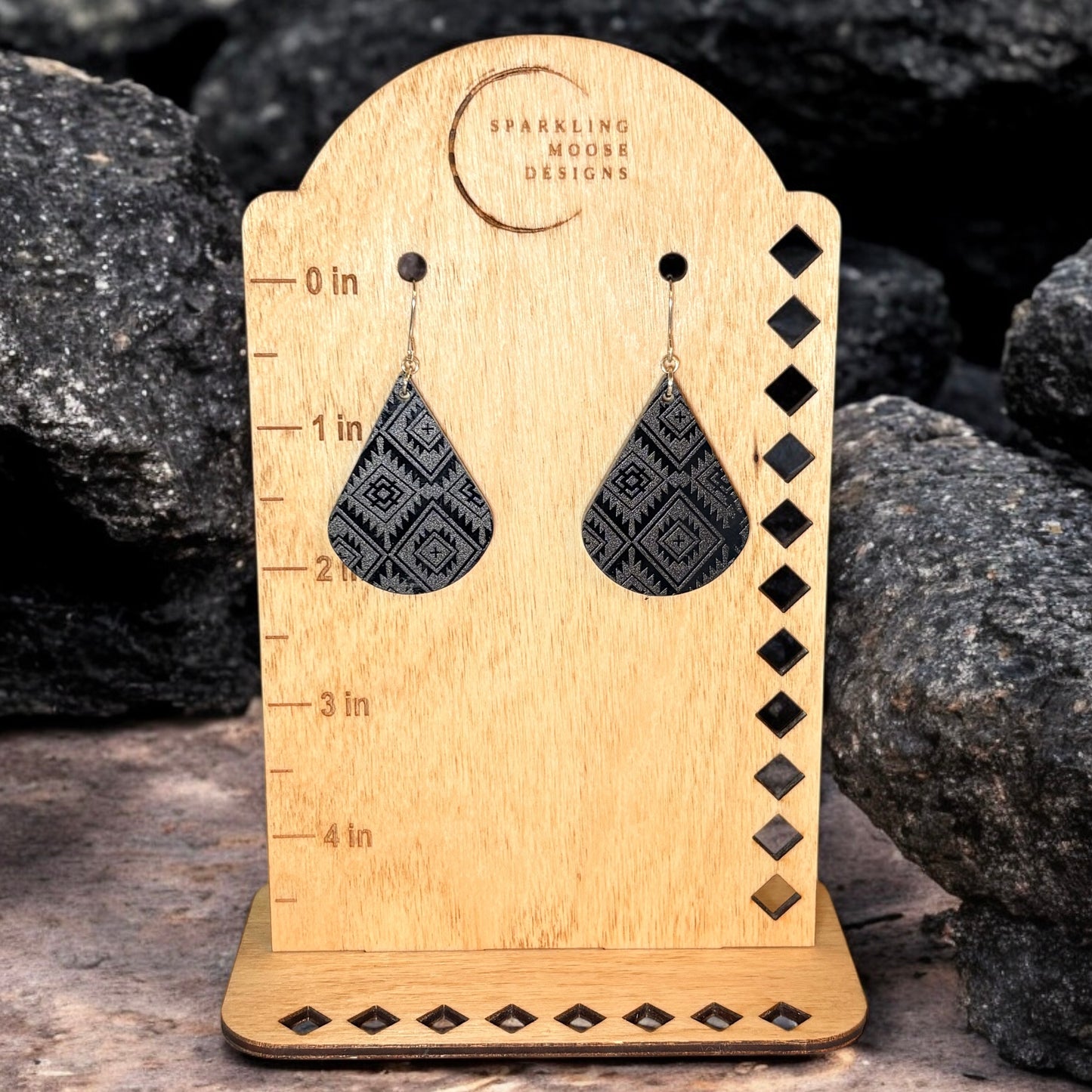Black Aztec Acrylic Earrings