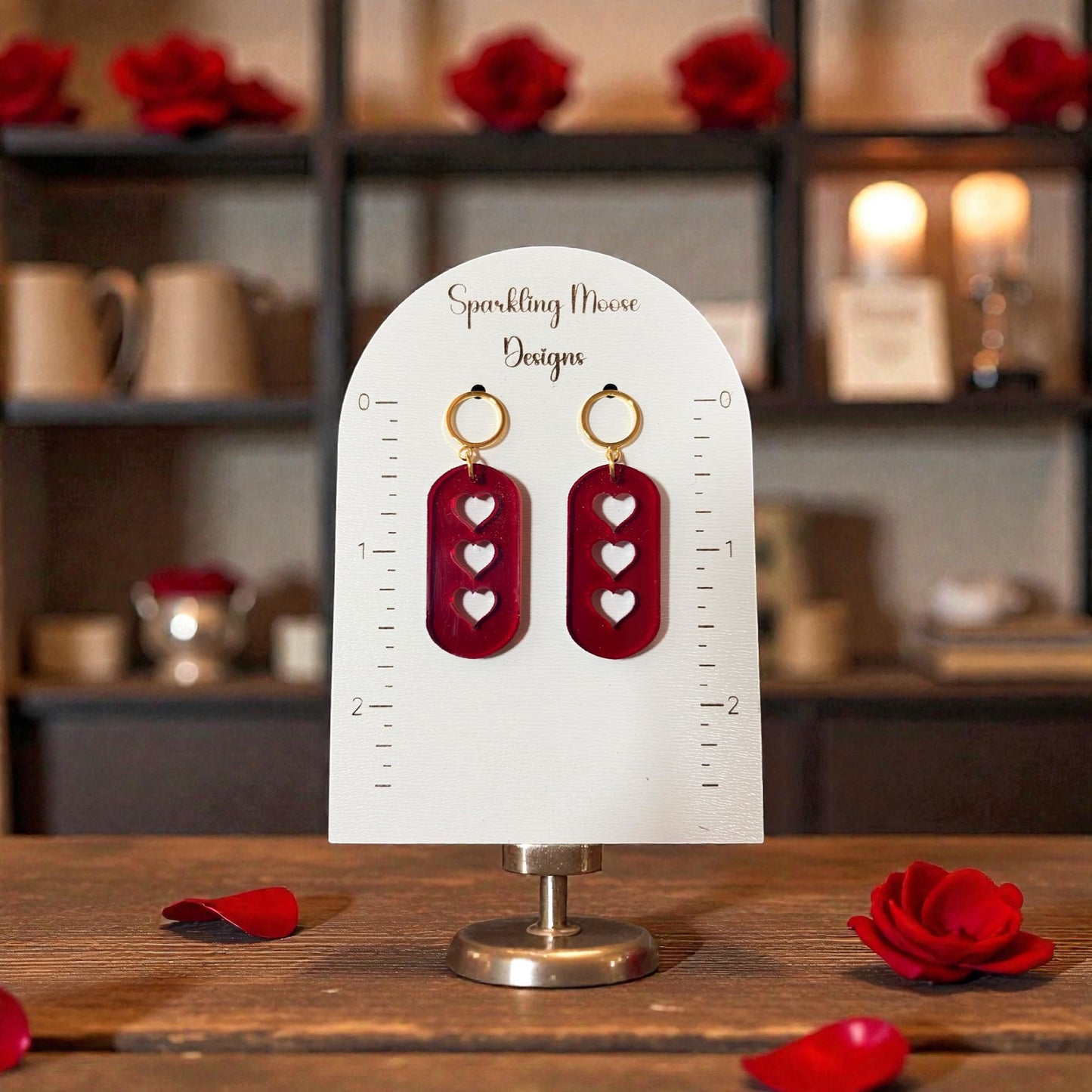 Red Heart Cutout Earrings