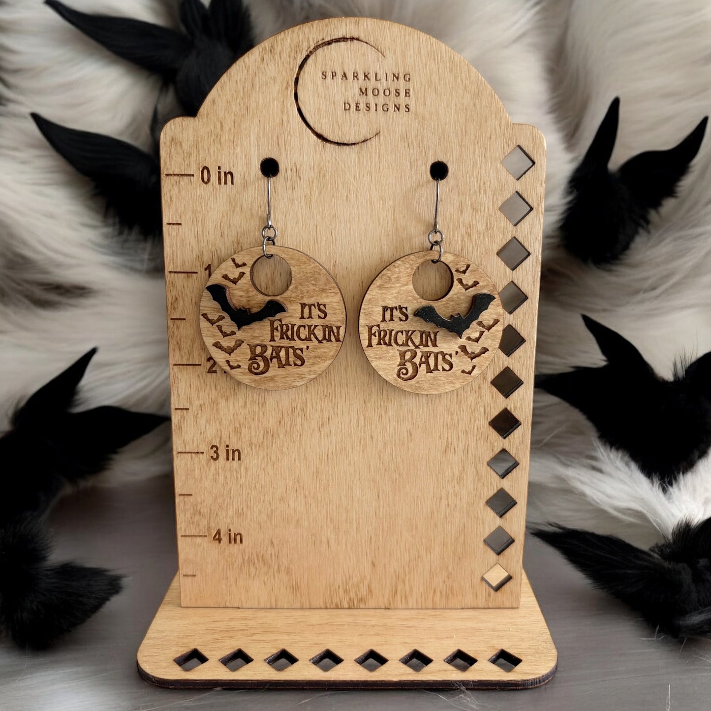 Frickin Bats Wood Earrings