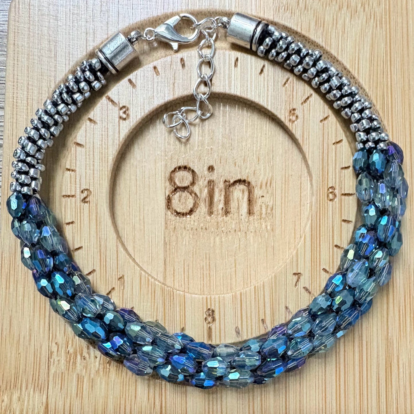 Blue & Silver Kumihimo Bead Bracelet