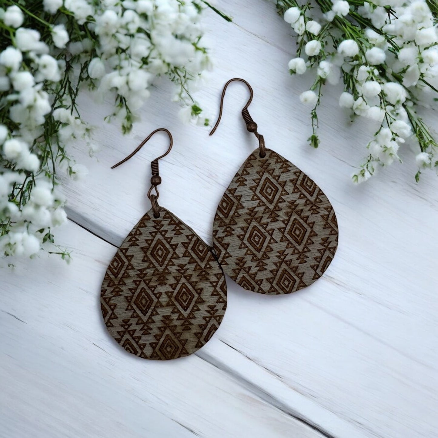 Wood Teardrop Earrings