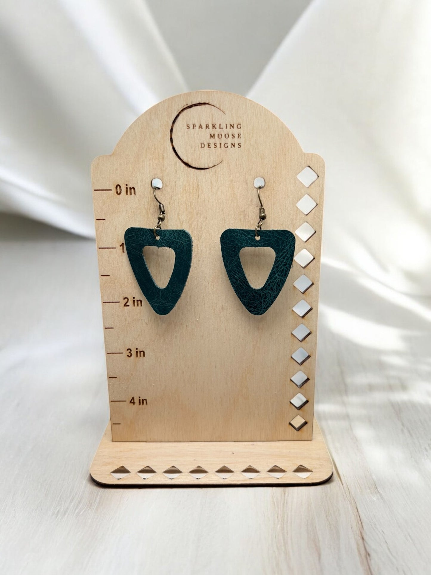 Dk Green Leather Earrings