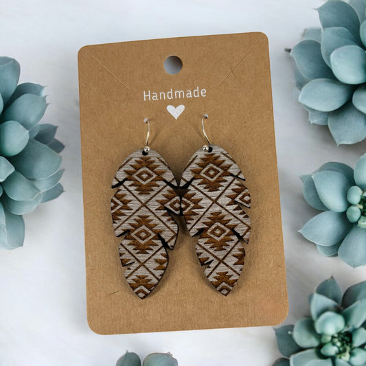 Aztec Wood Earrings