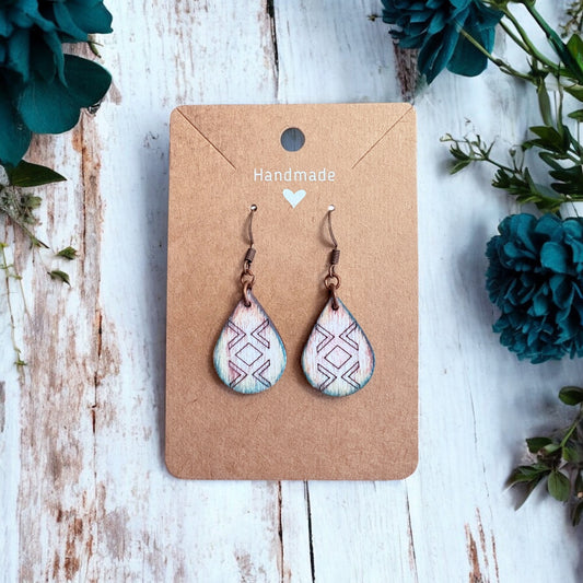 Teal & Brown Distressed Earrings
