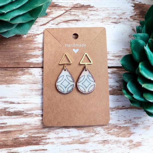 Distressed Wood with Gold Triangle Studs