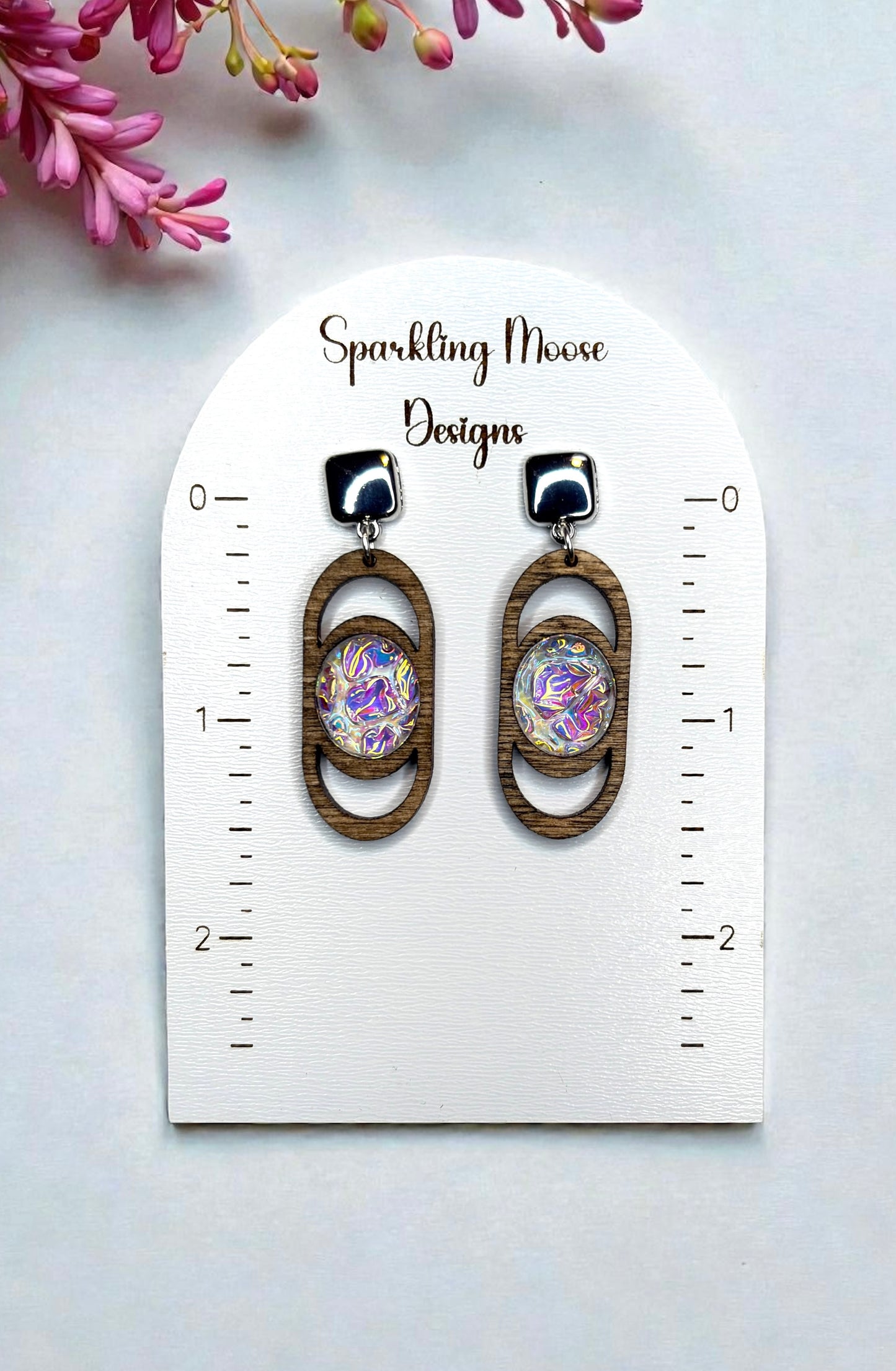 Dichrolam Acrylic Inlay Wood Earrings