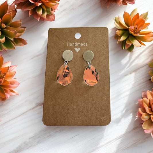 Iridescent Teardrop Acrylic Earrings w/ Round Silver Stud Posts