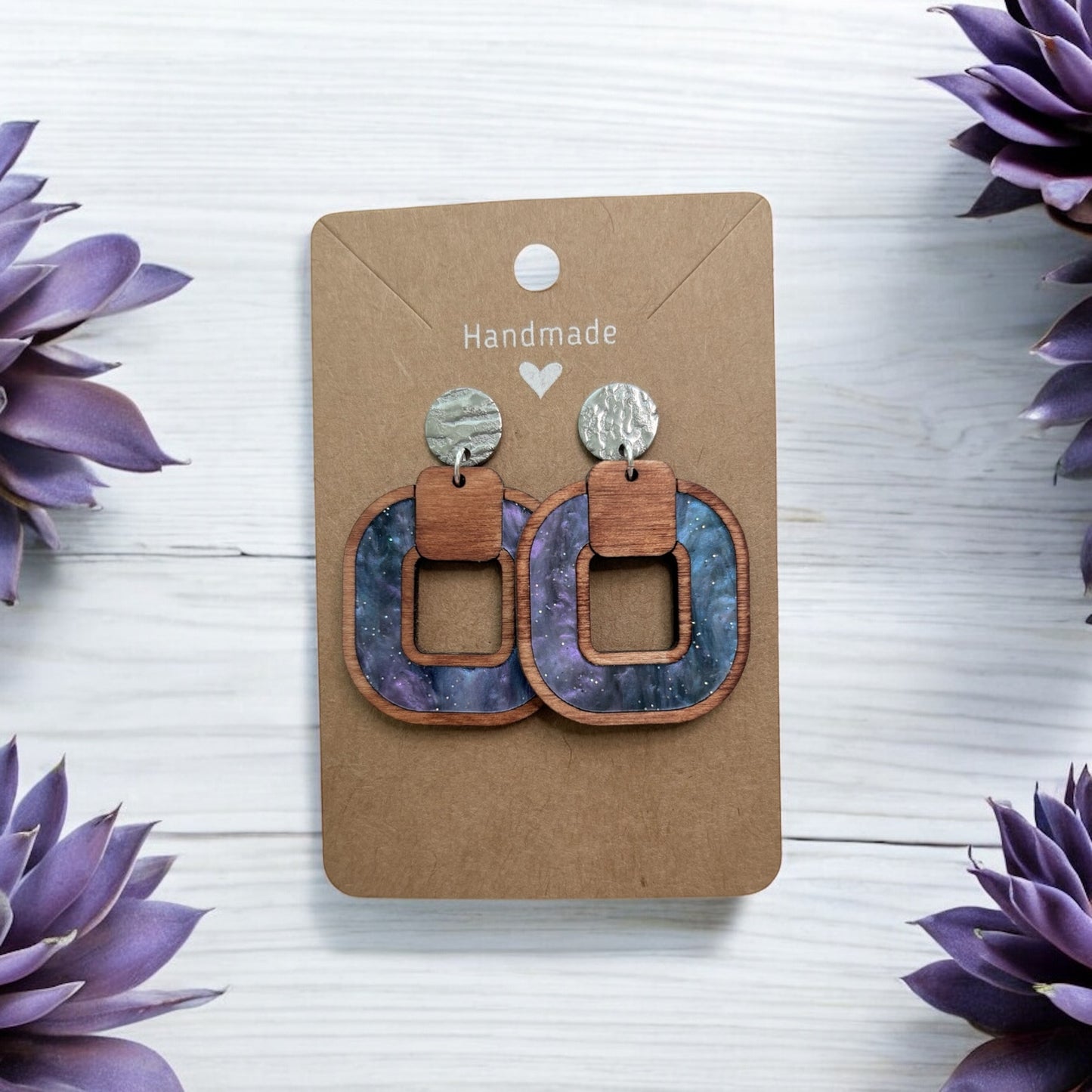 Wood w/ Acrylic Inlay Earrings