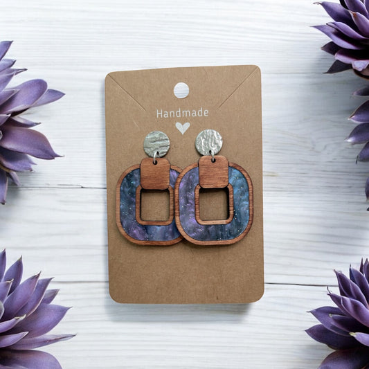 Wood w/ Acrylic Inlay Earrings