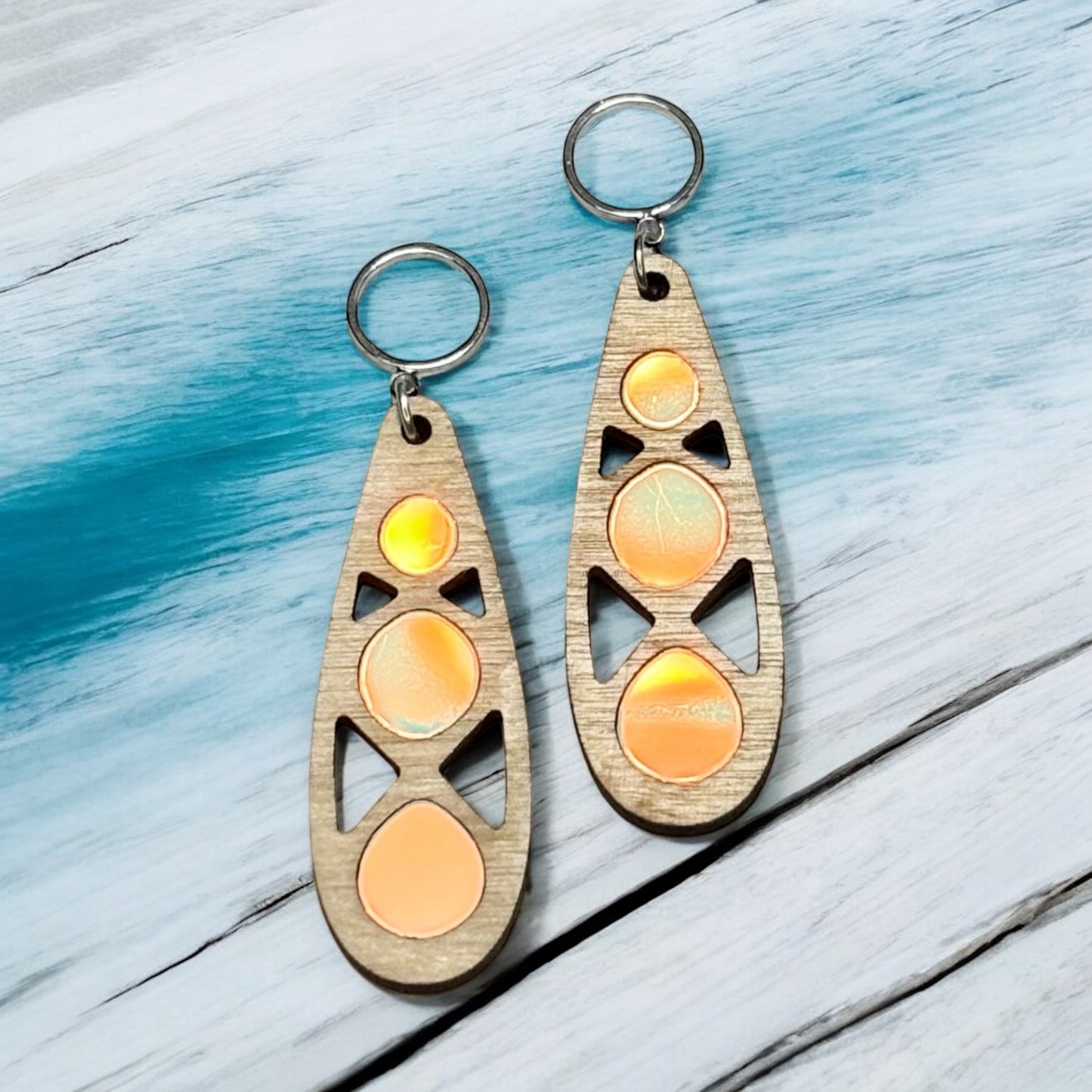 Wood w/ Holographic Acrylic Earrings