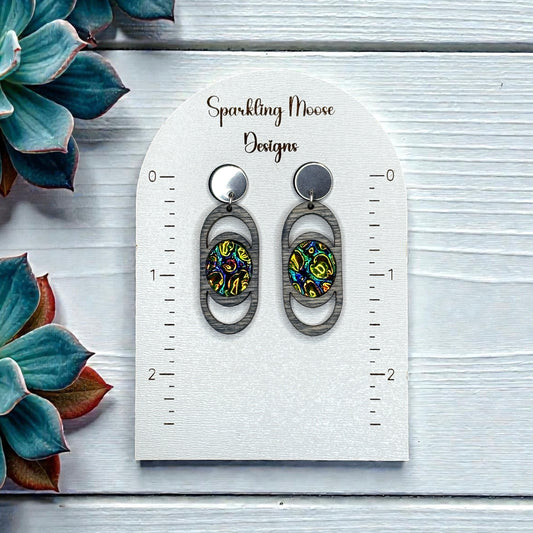 Dichrolam Acrylic Inlay Wood Earrings
