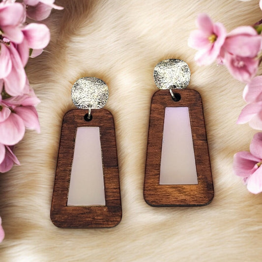 Wood Earrings w/ Acrylic Inlay