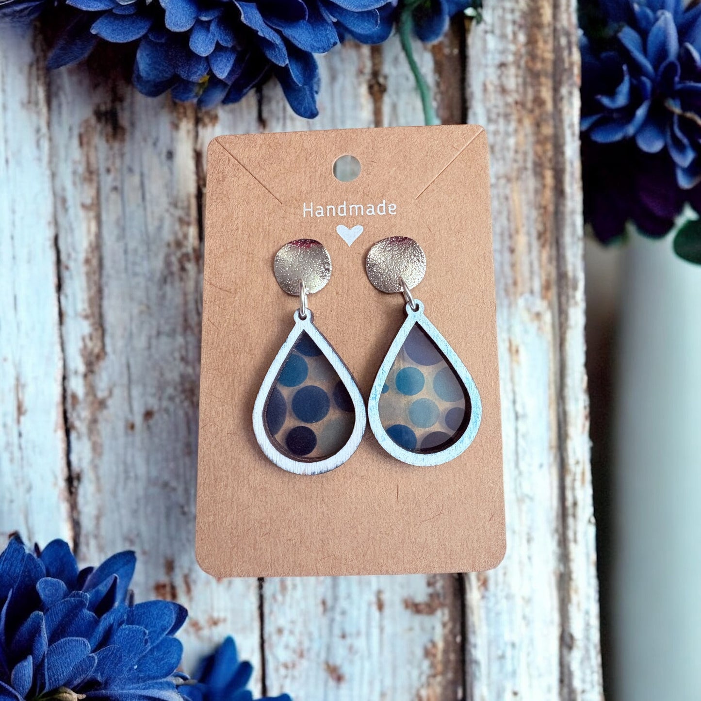 Shades of Blue Polka Dot Earrings