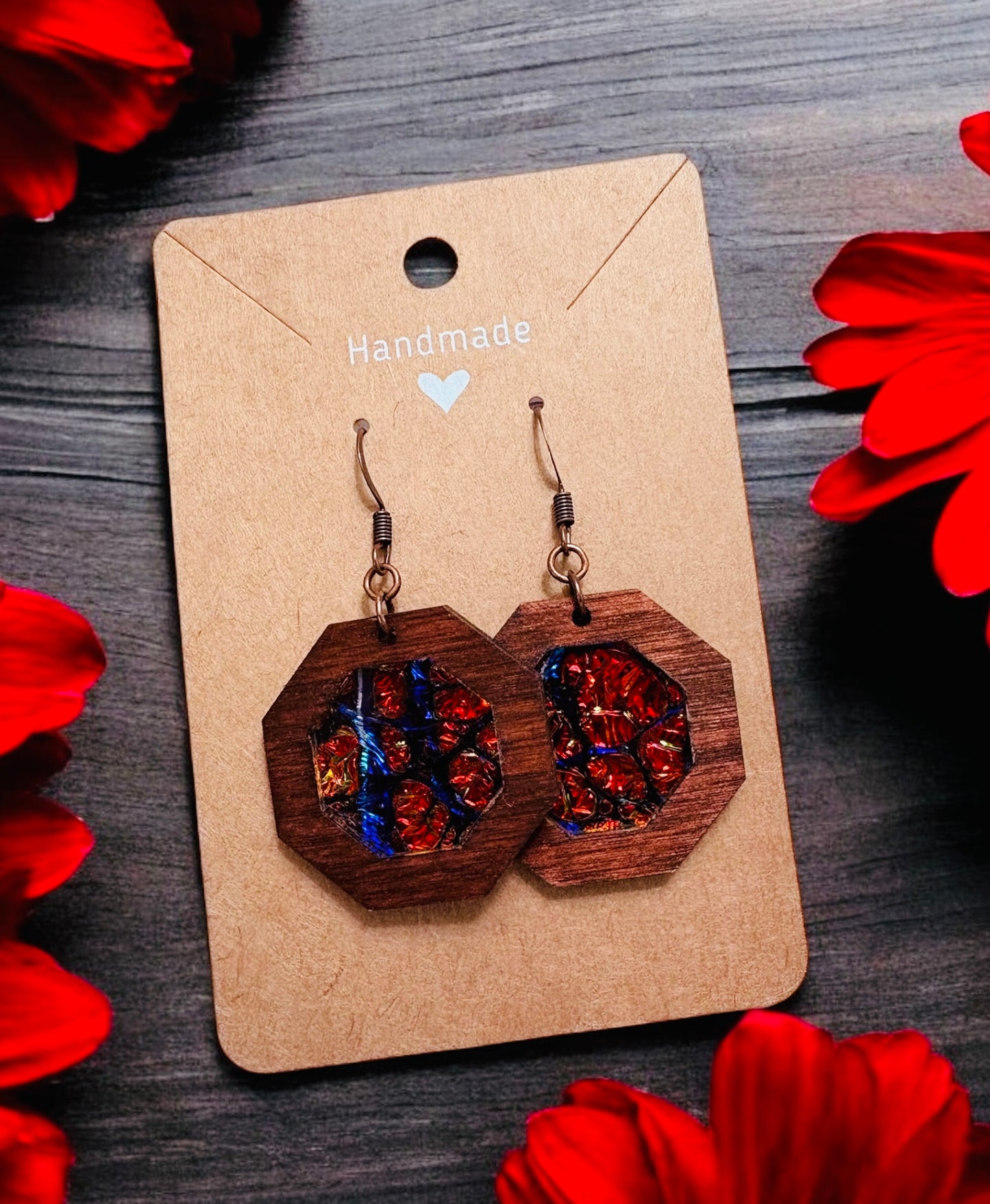 Wood & Dichrolam Acrylic Earrings