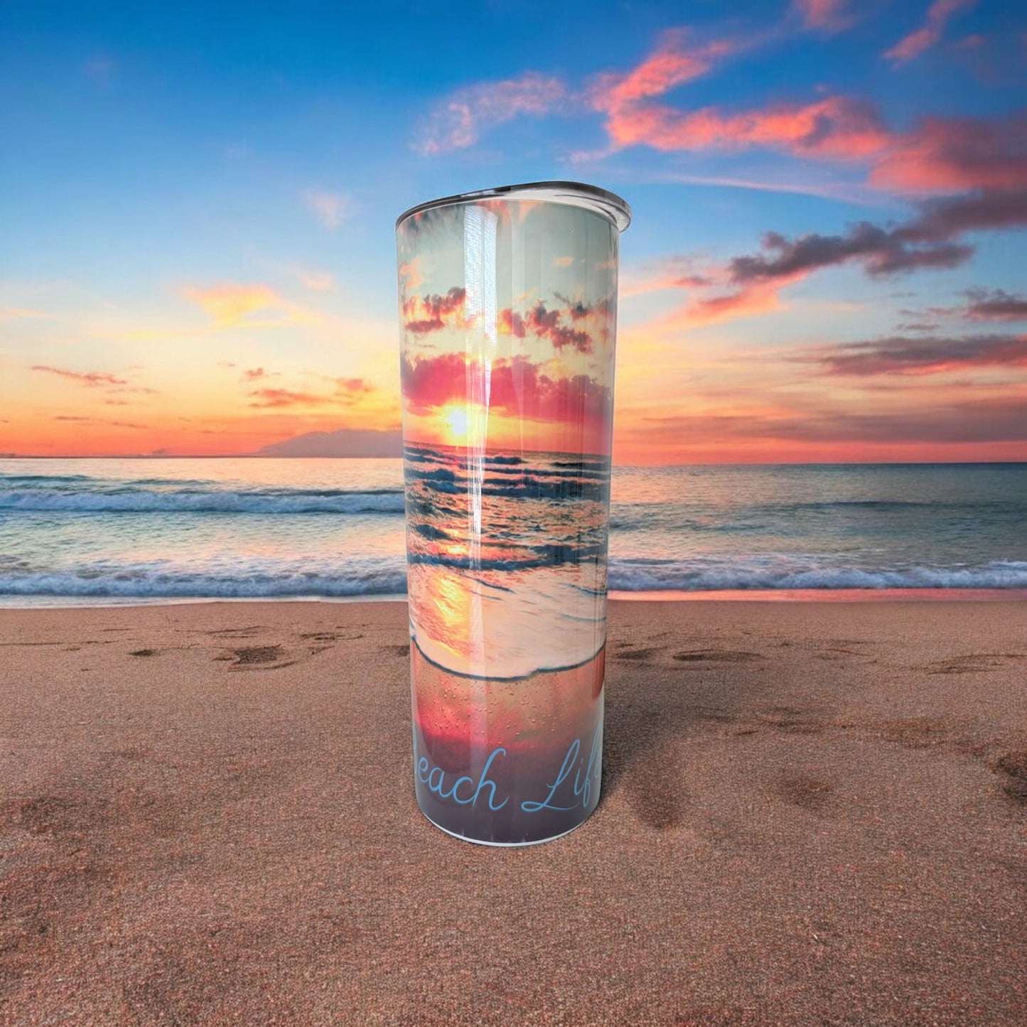 Beach Life Sunset Sublimation Tumbler