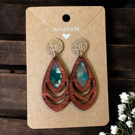 Wood w/ Acrylic Inlay Earrings.