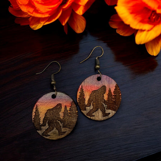 Bigfoot Wood Earrings