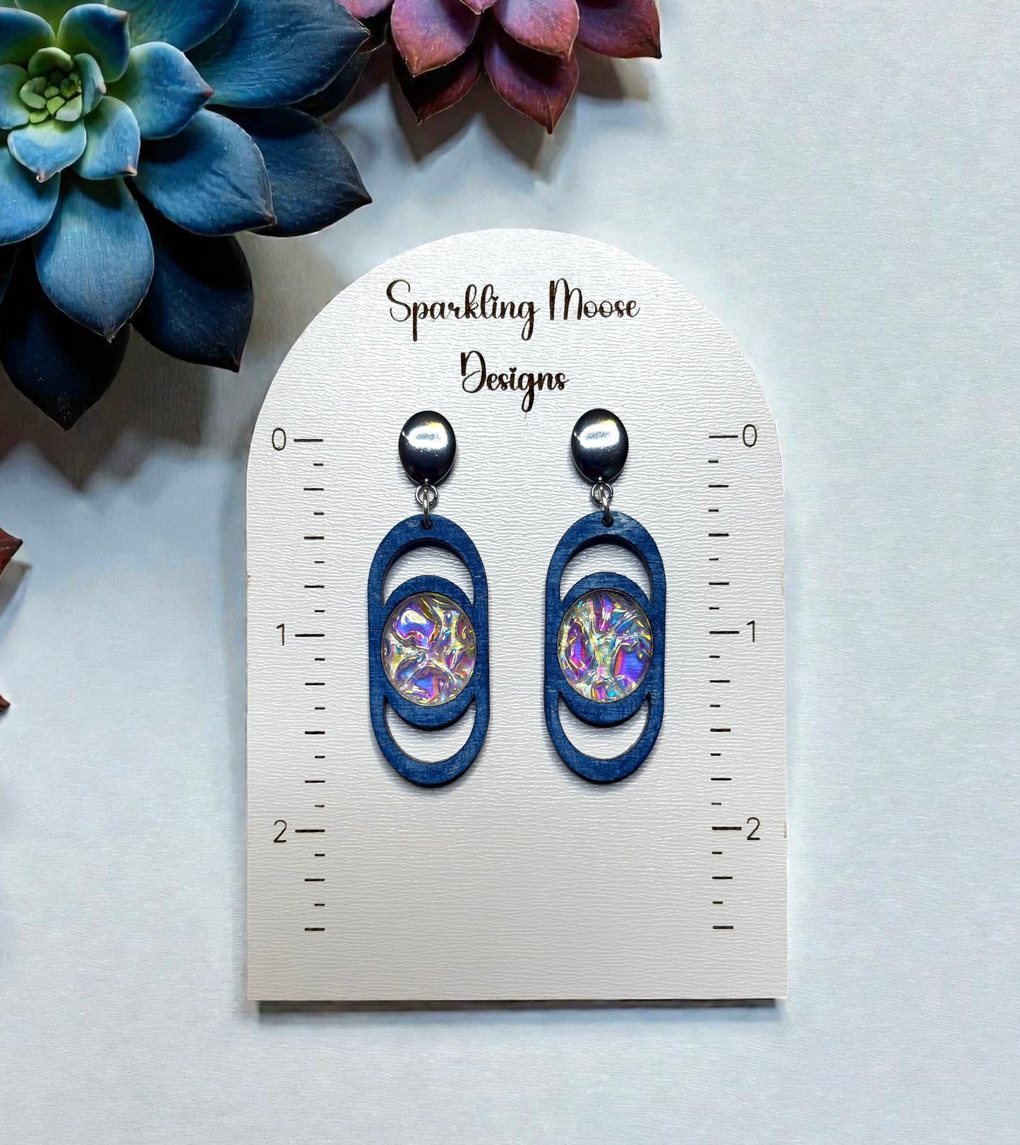 Dichrolam Acrylic Inlay Wood Earrings
