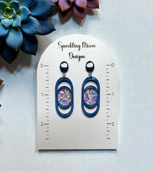 Dichrolam Acrylic Inlay Wood Earrings