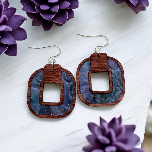 Wood w/ Acrylic Inlay Earrings