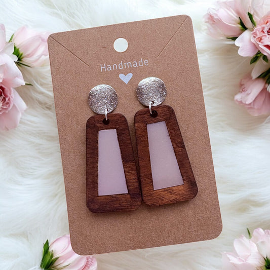 Wood Earrings w/ Acrylic Inlay