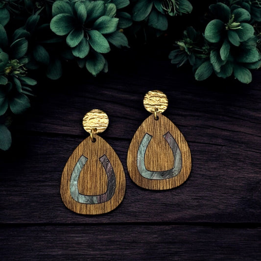Wood w/ Acrylic Inlay Earrings