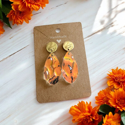 Iridescent Acrylic Earrings w/ Gold Round Stud Posts