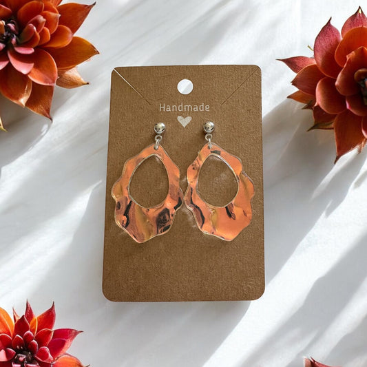 Iridescent Acrylic Scallop Earrings w/ Silver Ball Studs