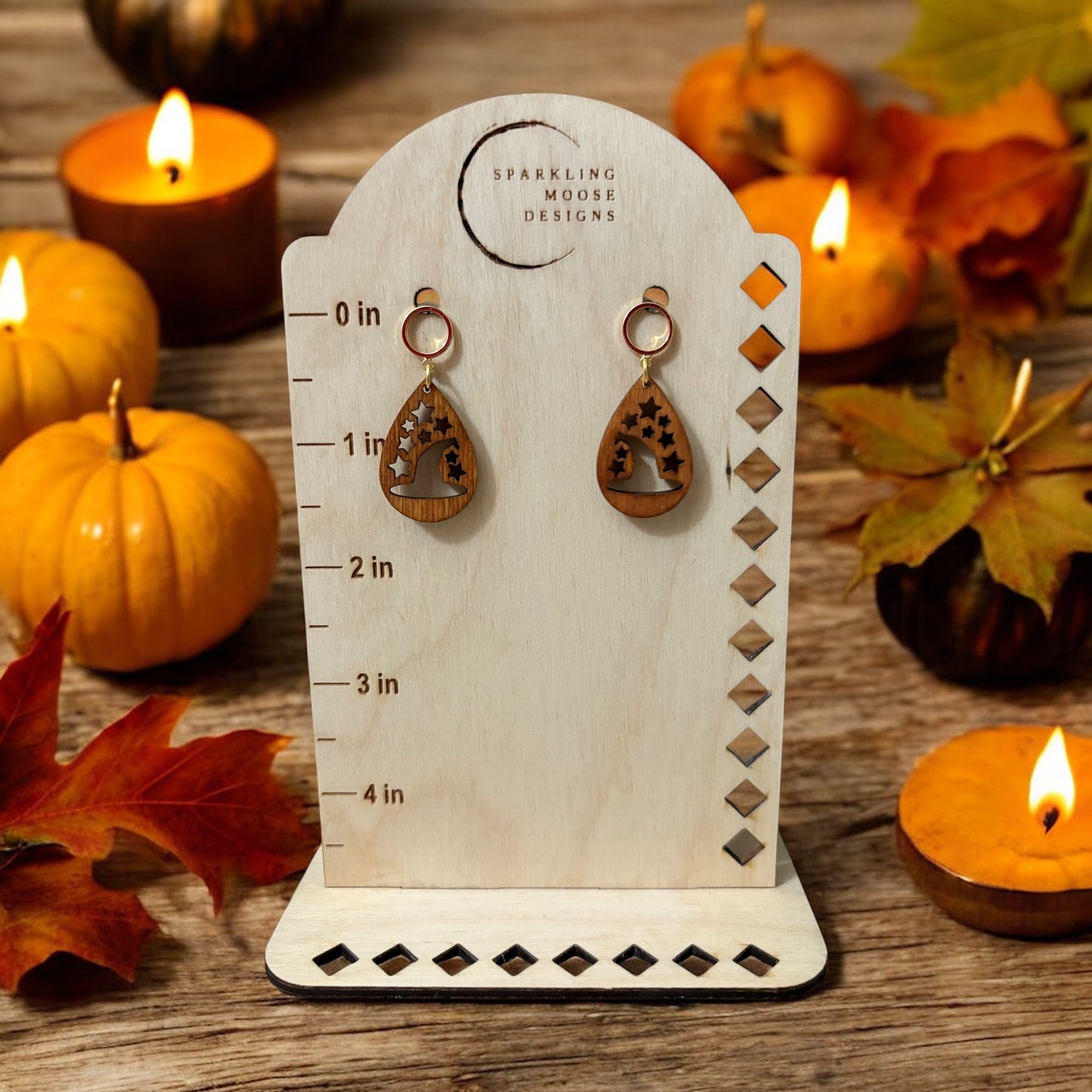 Witch Hat & Stars Teardrop Earrings