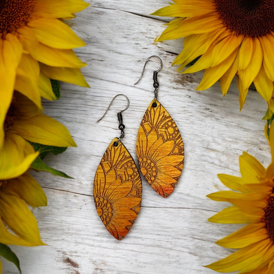 Sunflower Wood Earrings