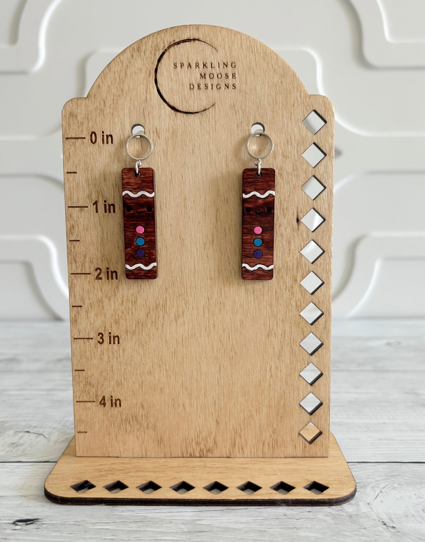 Gingerbread Man Wood Earrings