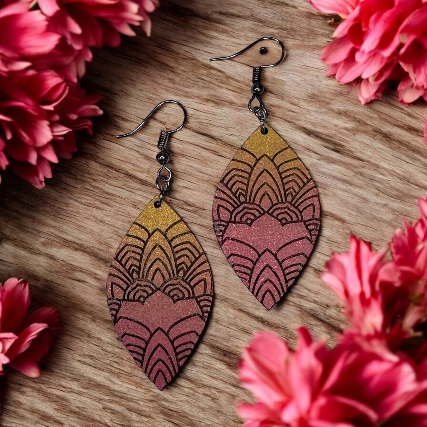 Mandala Engraved MDF Wood Earrings