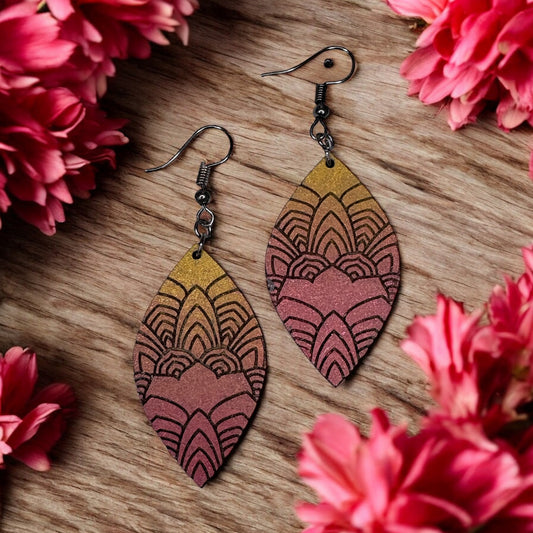 Mandala Engraved MDF Wood Earrings